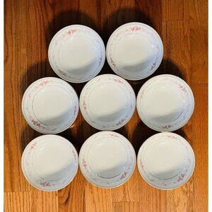 8 Narumi Claridge Floral Soup Salad Cereal Bowls Gold Trim Lot Fine China